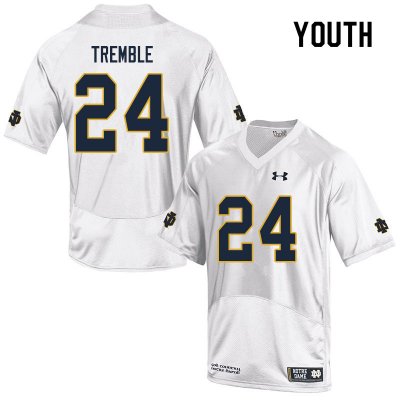 Notre Dame Fighting Irish Youth Tommy Tremble #24 White Under Armour Authentic Stitched College NCAA Football Jersey BQI7099GD